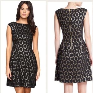 Vince Camuto Black & Gold Geometric Dress, Sz 14, NWT